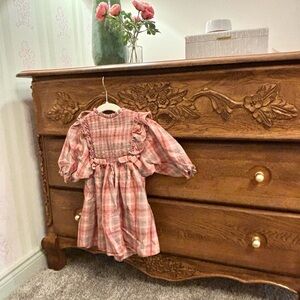 Charming Pink Plaid Kids Dress